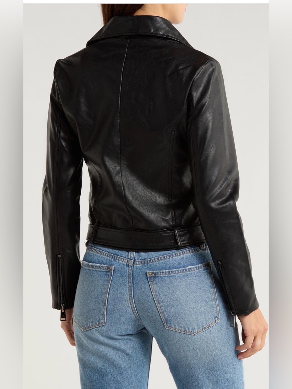 Elodie Faux Leather Moto Jacket L biker jacket, asymmetrical zip outerwear - Picture 3 of 10